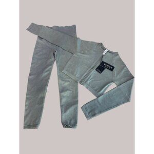 Athletic Wear Stretch Zip Front Top and Bottom Sz L